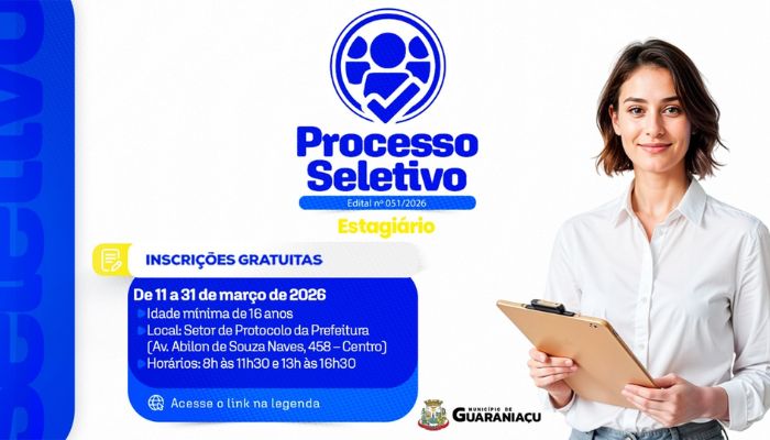 Guaraniaçu - Prefeitura abre inscrições para processo seletivo de estagiários